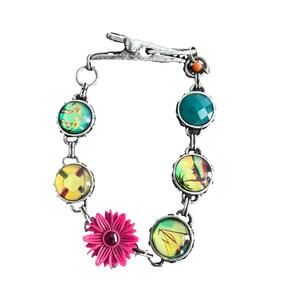 Lucky Brand Tropical Beach Silver Chain Bracelet with Alligator Clip Closure